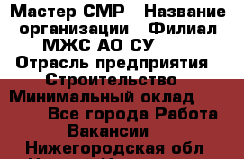 Мастер СМР › Название организации ­ Филиал МЖС АО СУ-155 › Отрасль предприятия ­ Строительство › Минимальный оклад ­ 35 000 - Все города Работа » Вакансии   . Нижегородская обл.,Нижний Новгород г.